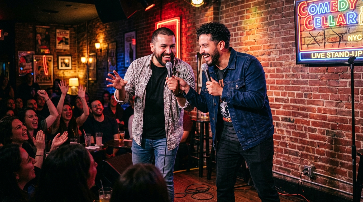 Juancho Domínguez y Renzua Castro en escena de comedia en vivo